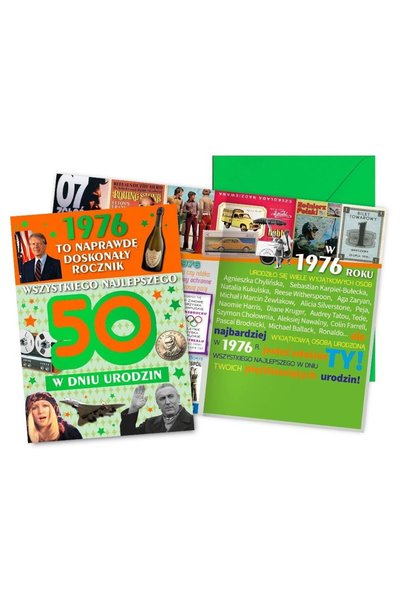 KUKARTKA Felicitare aniversara 50 de ani, karnet cu plic, 14x19 cm, Multicolor