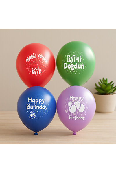 OSKA GLOBAL Birthday Balloon Happy Birthday 12 Inch 100Pcs