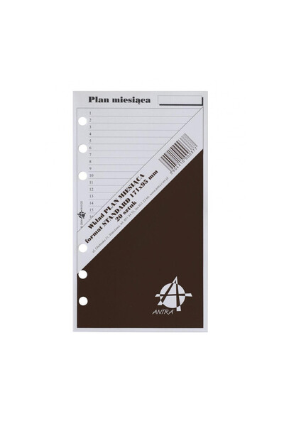 Antra Insertie/refill pentru organizer plan lunar, folie, format standard 9,5...