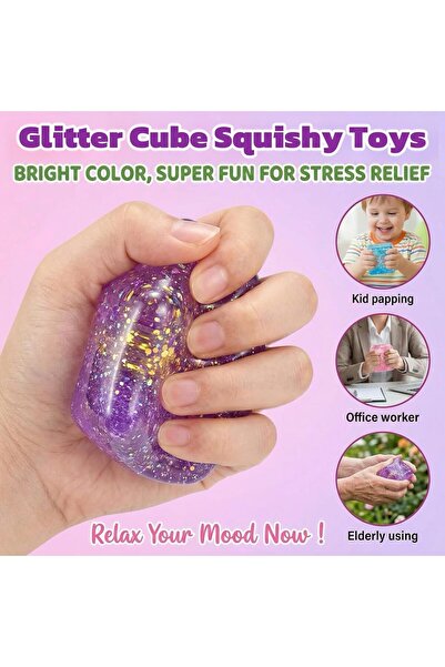 Generic ORCHID M® Squishy Cube Sugar Stress Ball, Purple Cube Stress Ball Fid...