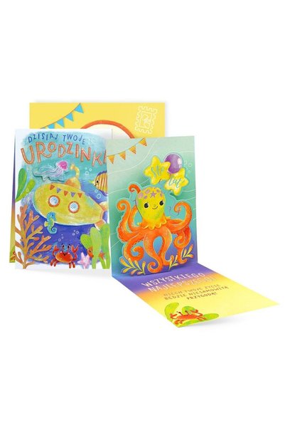 KUKARTKA Felicitare pop-up B6 Urodzinowa, cu plic, decoratiuni foliate, Multi...