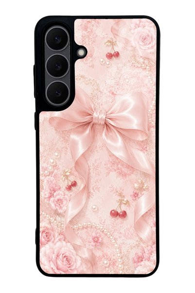 Spoyi Samsung S25 Fe Glossy Phone Case with Cherry Blush Bow Design