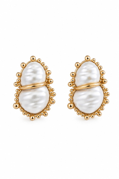 DEMOKAN Women's Earrings Pearlescent Cocoon Model Non-Tarnish Earrings