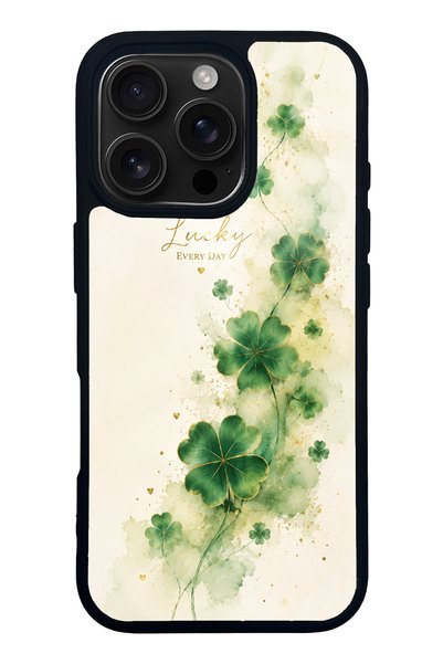 Spoyi حافظة هاتف لامعة بتصميم Lucky Clover Whisper لهاتف iPhone 16 Pro