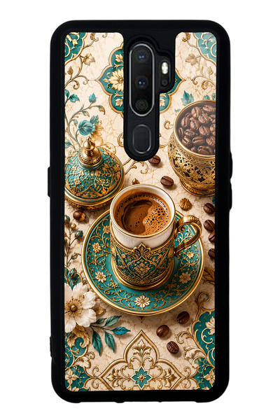 Spoyi Oppo A5 2020 Glossy Phone Case with Turquoise Ottoman Coffee Design