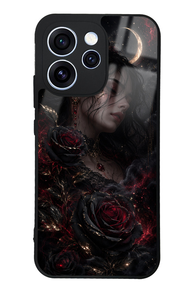 Spoyi Oppo Reno 15 Pro Glossy Phone Case with Crimson Moon Rose Design
