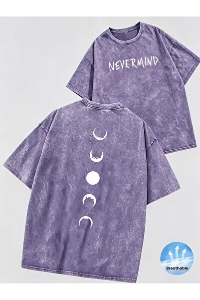 Toum Nevermind Printed Washable Vintage Unisex Oversize T-Shirt