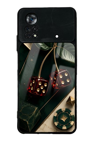 Spoyi حافظة هاتف Xiaomi Poco X4 Pro بتصميم Emerald Casino Cherry لامعة