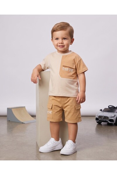 voyyo kids baby Boy's Summer Pocket Detailed T-Shirt and Shorts Set for Ages ...