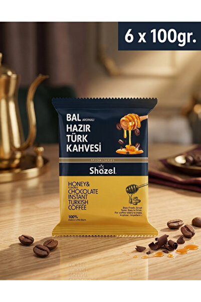 Shazel Honey Flavored Instant Turkish Coffee (100 Gr X 6 Pieces)