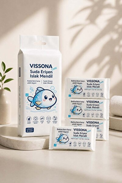 Vissona Biyobozunur Mini Islak Mendil %100 Ağaç Lifi Alkolsüz Hassas Ciltler ...