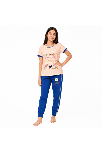 Generic Girls' Set 2 Pieces Shirt and Pant Floral Embroidery Set