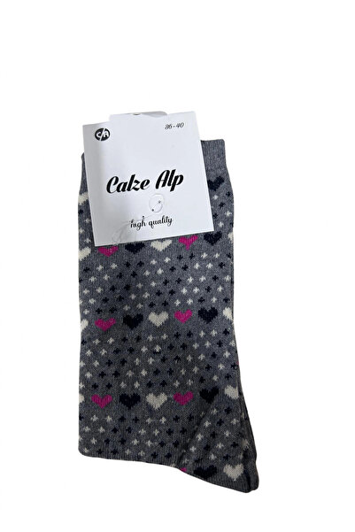 ALFA AKSESUAR 03 Peace Heart Patterned Stretch Fabric Women's Socks 1 Piece