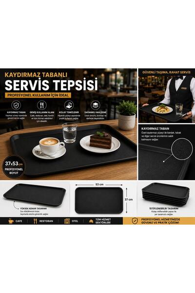BİZ ZÜCCACİYE صينية تقديم بقاعدة مانعة للانزلاق مقاس 37×53 سم (مقهى-مطعم-فندق)