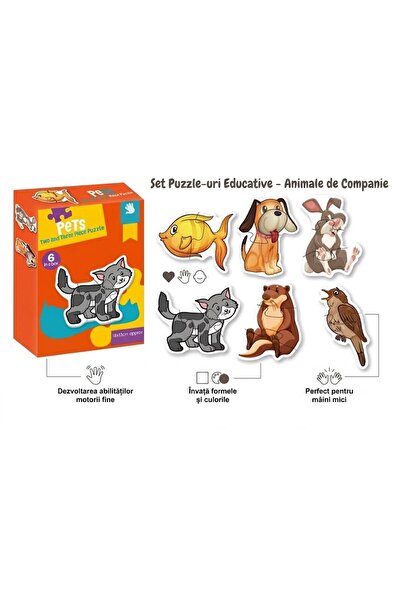 OEM Puzzle Educativ Animale de Companie 6 in 1 pentru Copii 18 Luni