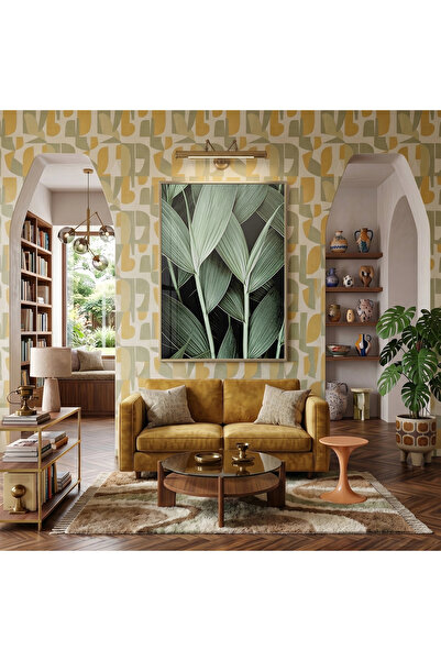 KOLAJTASARIM Frunze tropicale, nuanțe de verde pădure, poster decorativ cu ra...