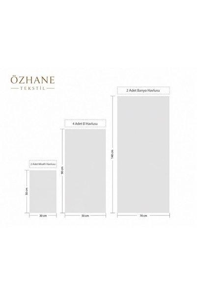 ÖZHANE TEKSTİL 8-Piece Bath Towel Set / 2 Bath Towels + 4 Hand Towels + 2 Face Towels - Super Soft Towel Set Made of 100% Cotton Towel Fabric / Anthracite Gray Color