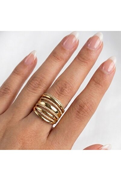 KAYANCLICK Stainless Steel Ring with Multiple Rows of Inlays