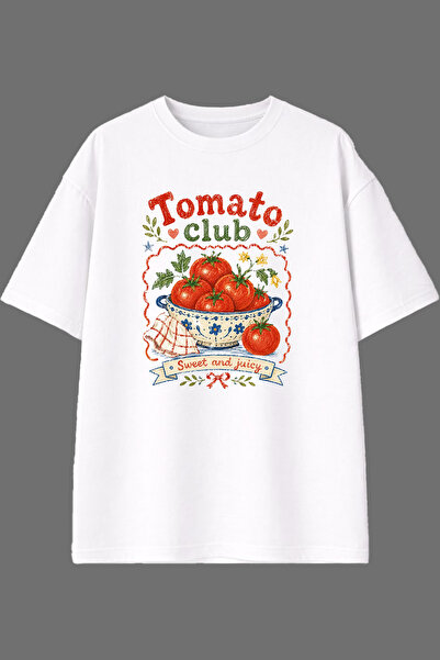 VSRN Tomato Group Design Pre-Printed White Oversize T-Shirt