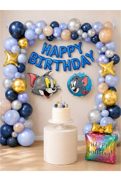 Tom&Jerry Temalı Doğum Günü Balon Zinciri Seti - 73 Parça