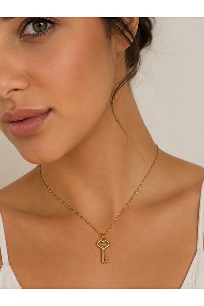 Histakı Women's Anti-Tarnish Chain Heart Mini Key Necklace