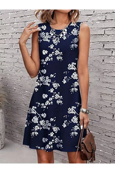 Livizmir Moda Women's Strappy Sleeveless Crew Neck Patterned Short Single Jer...