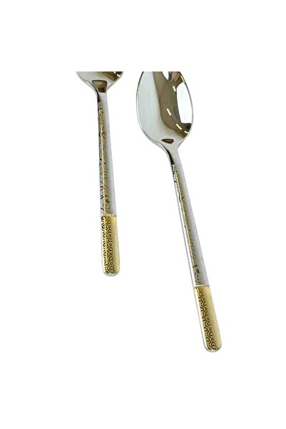 Warehouse Stainless Steel Spoon Set with Luxurious Pattern - 6 Spoons