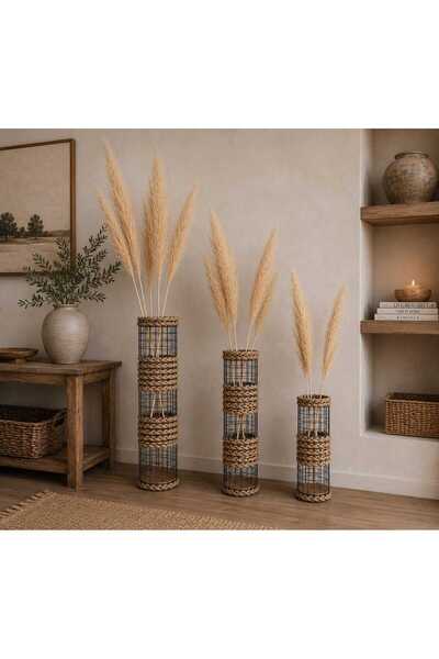 Egindra Wicker Woven 3-Piece Pampas-Dry Flower Vase Decorative Handmade