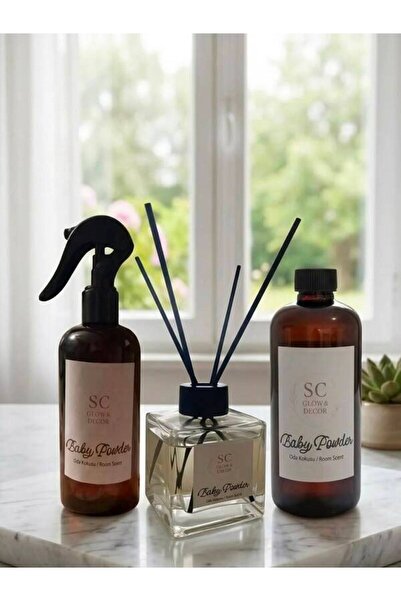 3'lü Baby Powder Koku Set (Çubuklu Oda Kokusu-Yedek Dolum-Çamaşır ve Oda Kokusu)