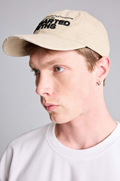DeFacto Men's Embroidered Cotton Cap Black Hat H4872Ax26Wn