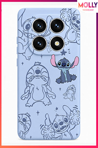 Molly REDMİ NOTE 14 PRO 5G İçin Bebe Mavisi Stitch Tatlı Çılgınlık Desenli Si...