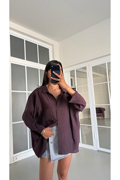 GAUS CO Mürdüm Oversize Tencel Gömlek GAUS-01698