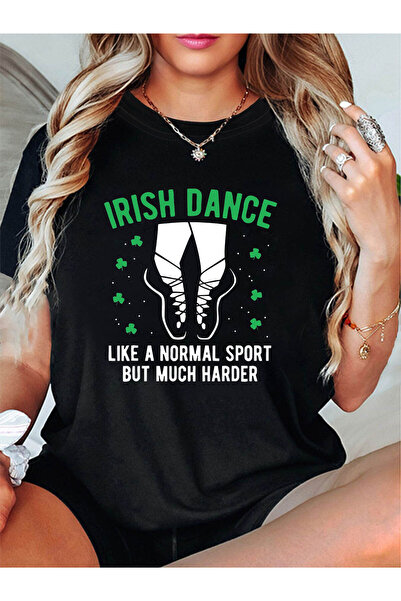 01THEONE تي شيرت مطبوع عليه عبارة "IRISH DANCE LIKE A NORMAL BUT MUCH HARDER"...