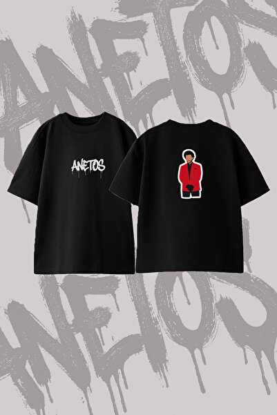 Anetos تي شيرت The Weeknd_21 ذو تصميم مطبوع من الخلف مصنوع من القطن باللون ال...