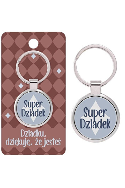 Be-Happy Gifts , breloc din metal cu grawer Super Dziadek, multicolor