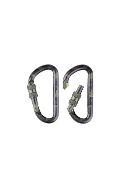 Mil-Tec Κρίκοι Carabiner Με Ασφάλεια Woodland 8cm (2 Τμχ)