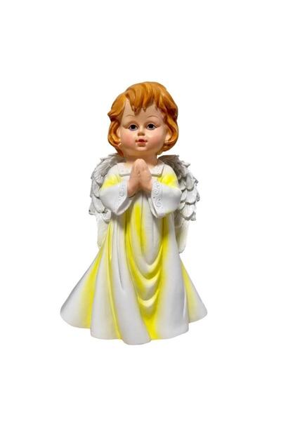 OEM Figurină Sacrua Inger Rugandu-se din rășină galbenă 22 cm