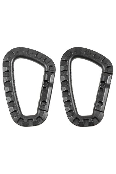 MFH Κρίκος Carabiner Πλαστικός 7 x 8.5 cm Μαύρος 2τμχ