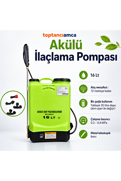 Toptancı Amca Şarjlı Sırt Tipi İlaçlama Pompası 16 Lt Elektrikli Ağaç Dal Bağ...