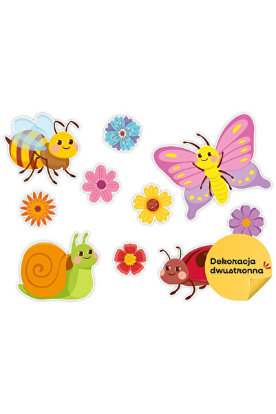 LearnHow Decoratiuni de primavara A3 dublu fata, cu animale si flori, multico...