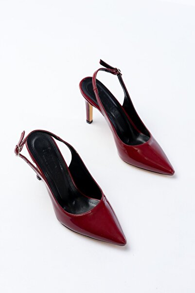 Zerenyus Zri̇n-1153 Exclusive Burgundy Patent Leather Daily Open Back 9 cm He...