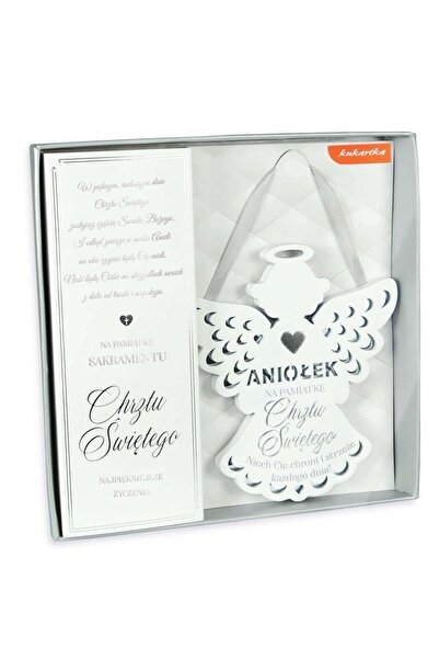 KUKARTKA Figurina decorativa Aniolek ZOP-006, din MDF 14 cm, in cutie cu fere...