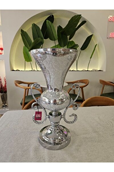 GÜMÜŞ ÇATLAK CAM VAZO