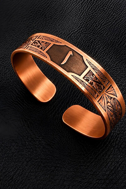 OSMANLI GÜMÜŞ Men's Copper Bracelet Handmade Elif Motif Men's Handcuff Copper...