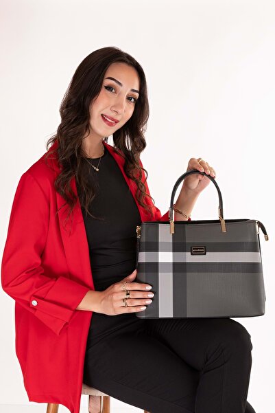 Gondol Women's Daily Stylish Handbag Sp.924 Black Plaid