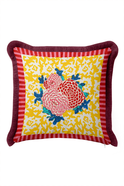Evimde Bambaşka Flower Colorful Floral Fringe Pillowcase - Spring Bohemian Ye...