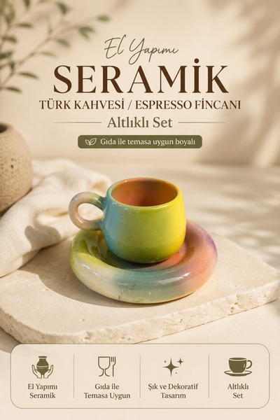 Motif Tekstil طقم أكواب قهوة تركية/إسبريسو مصنوعة يدويًا من السيراميك، أكواب ...