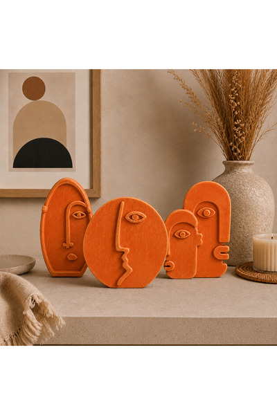 Family Studio Soyut Yüz Dekoratif Biblo Seti 3’lü – Modern Minimal Ev Dekoru