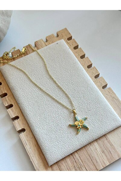 ANKA JEWELLRY Women's Stainless Steel Gold Color Starfish Stone Necklace