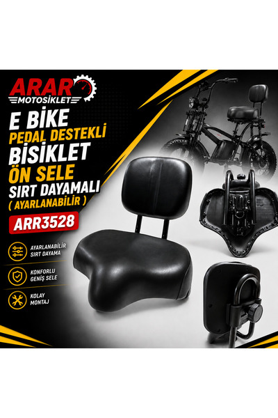 Arar E BİKE PEDAL DESTEKLİ- BİSİKLET ÖN SELE SIRT DAYAMALI(AYARLANABİLİR)-ARR...